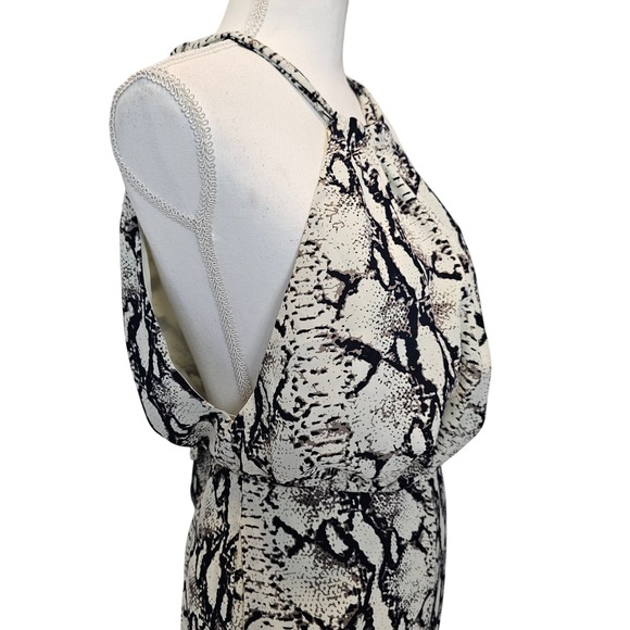Endless Rose Halter Neck Tie Wide Leg Jumpsuit Snakeskin Size Small Pockets - Picture 3 of 9